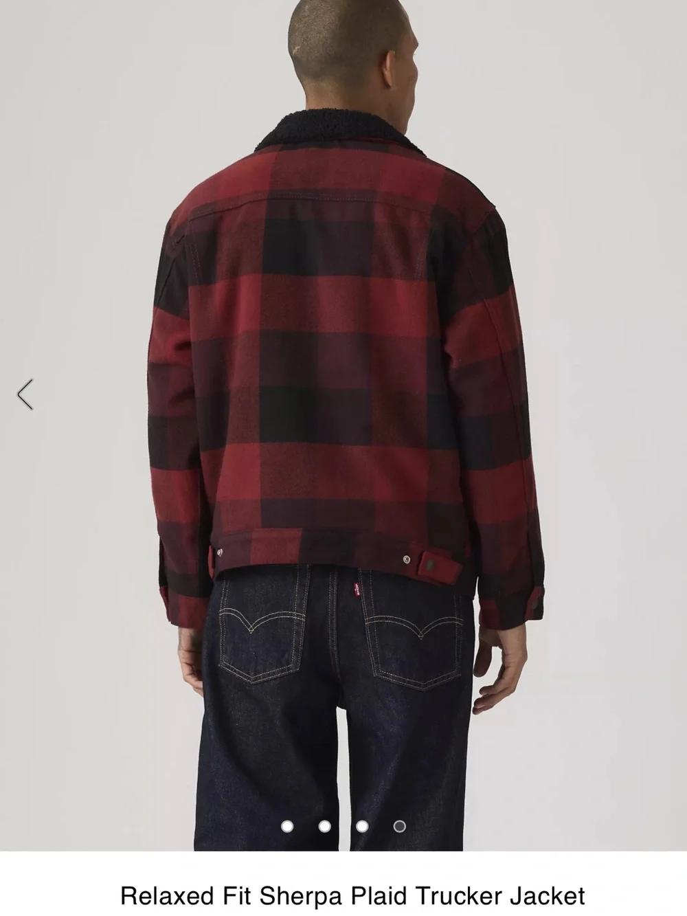 Levi's Red and Black Plaid Sherpa-Lined Trucker Jacket - Picture 4 of 9